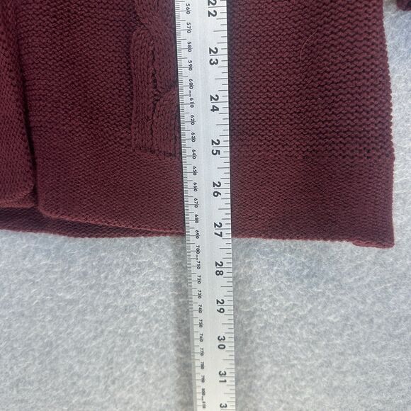 Effeci Womens Sweater Cardigan Medium Maroon Cable Knit Button Wide CollarNWT - Picture 7 of 11